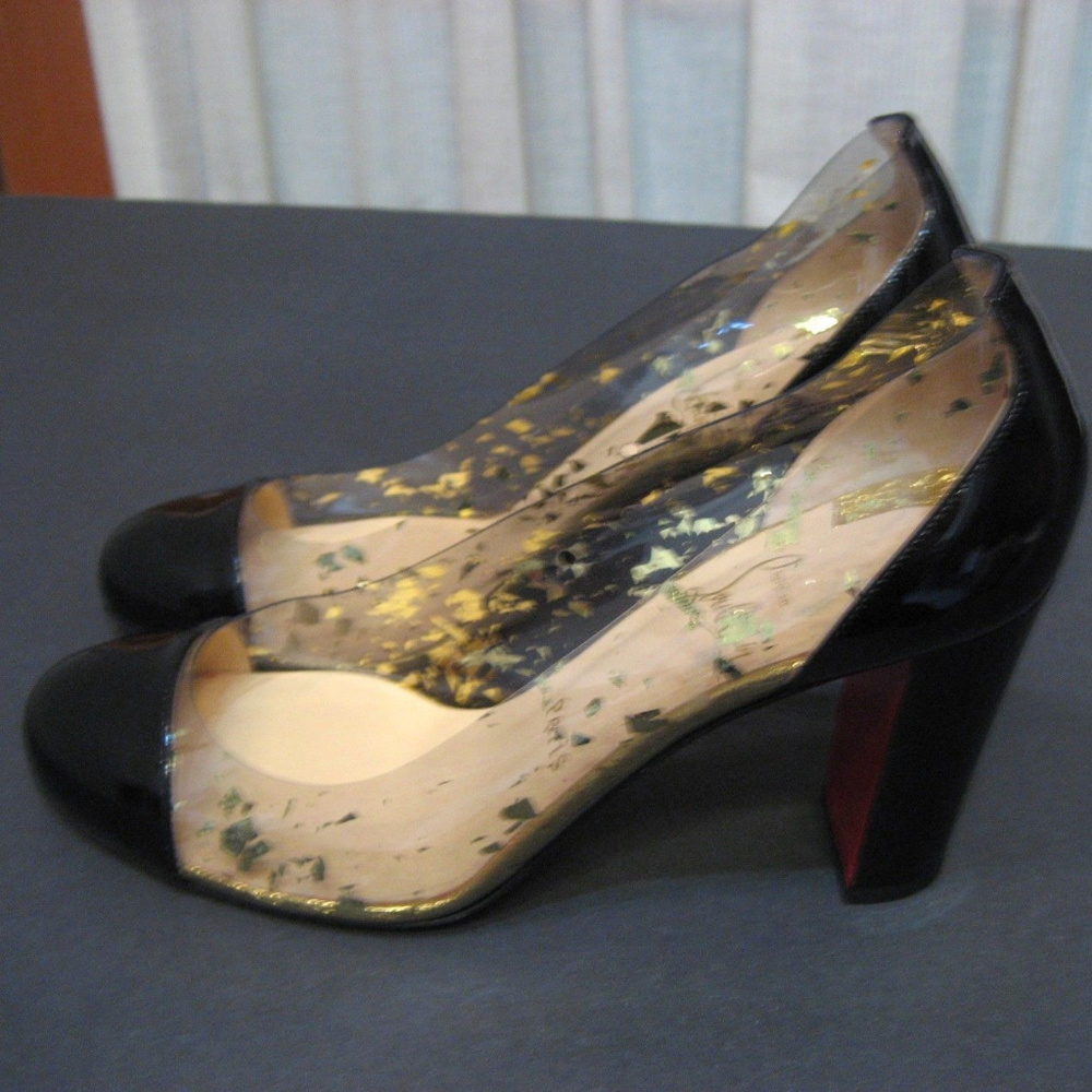 CHRISTIAN LOUBOUTIN Black Patent Round Toe 38 - Picture 3 of 8